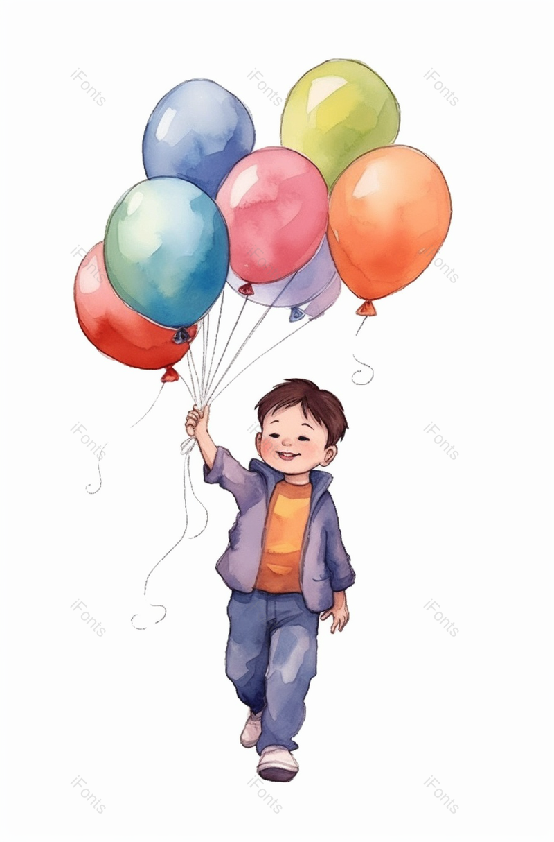儿童节拿着很多气球的小男孩人物插画手绘图,插画/手绘图,插画/手绘图库,插画/手绘图下载,插画/手绘